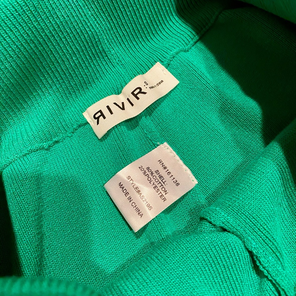 RIVR Green High Waisted Wide Leg Pants Stretch Knit Pull On Size S - Picture 5 of 13